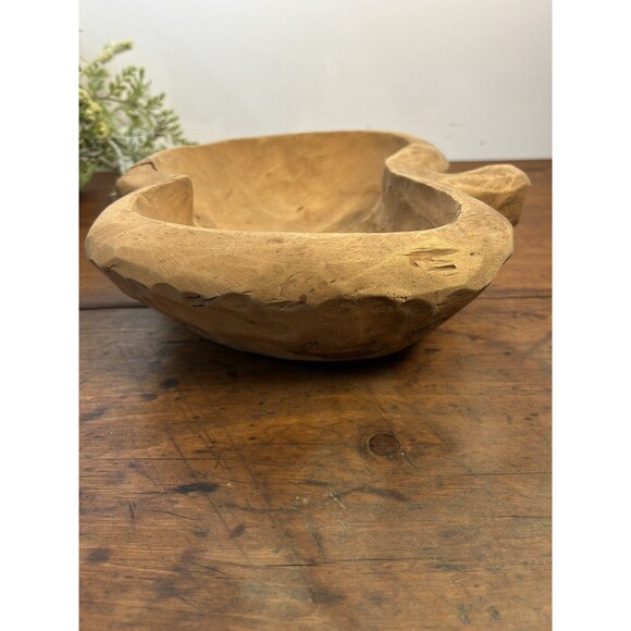 Vintage Hand Carved Wood Apple Shaped Bowl Trinket Dish Primitive Folk Art - Picture 5 of 11